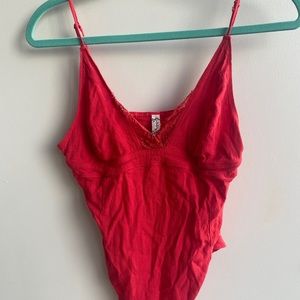 Free People Red Lace Bodysuit